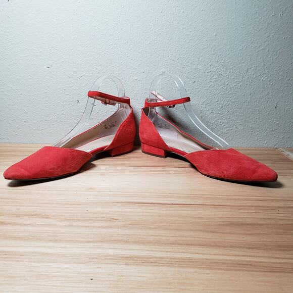 Franco Sarto Red Flats with Ankle Strap - Picture 3 of 7